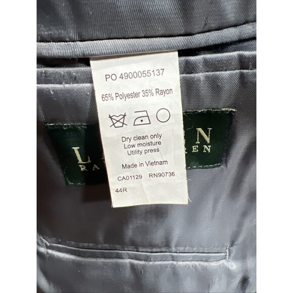 VGT Lauren Ralph Lauren Grey Blue Poly Rayon Blend Plaid Sport Blazer Size 44R - Picture 9 of 11